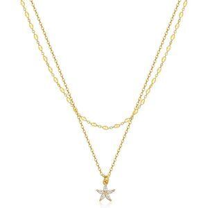 Tewiky Diamond Necklaces Layered Flower & CZ Trendy Gold Jewelry Gifts